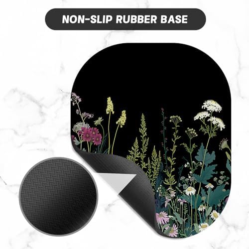 Small Mouse Pad, 6 x 7 Inch, Oval Mini Mouse Pad with Non-Slip Rubber Base for Laptop Wireless Mouse Keyboard Tray Mousepad, Blooming Flowers
