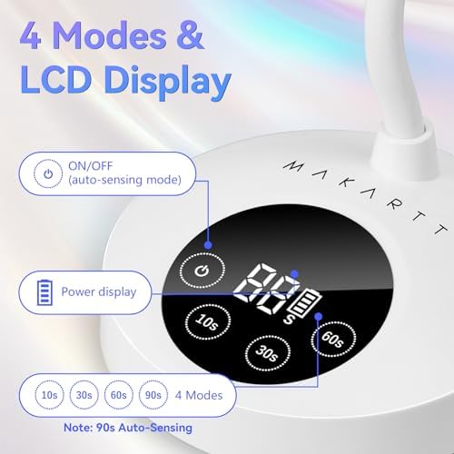 Makartt UV Nail Lamp for Gel Nails Polish Cordless Gooseneck 10s Flash Cure