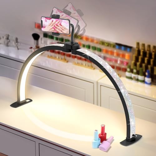 Yokilly Half Moon Light for Nail Desk: 29" Foldable Nail Light for Desk