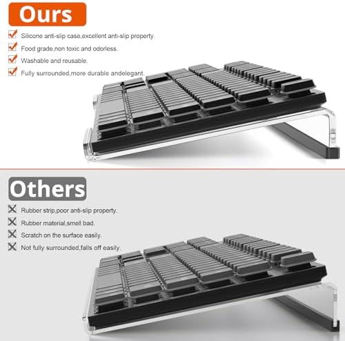 Richboom Ergonomic Computer Keyboard Stand - Tilt PC Keyboard Stand Riser for Easy Typing, Acrylic Keyboard Tray Holder for Office Desk, Home, School, with Silicone Anti-Slip Case, Clear
