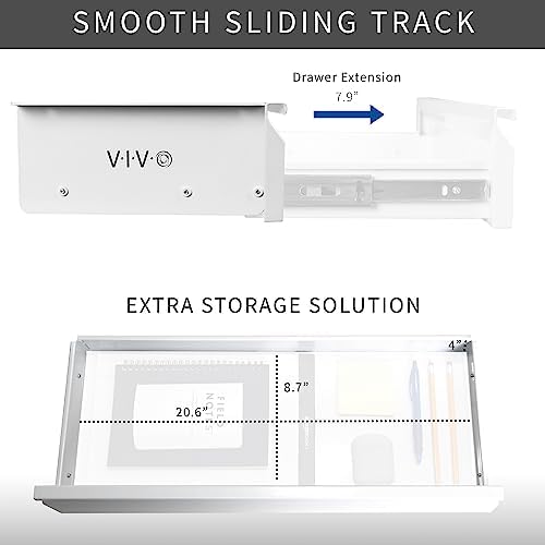 VIVO White 22 x 9 inch Under Desk Slide Out Drawer, DESK-AC03A-22W
