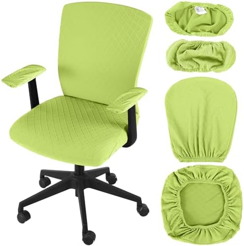 Tallew 4 Pcs Office Chair Covers Stretch Seat Armrest, Lemon Green