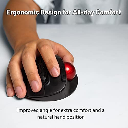 J-Tech Digital Wireless Trackball Ergonomic Mouse w/Free & Easy Thumb Control | DPI Adjustment, Precision Tracking, Multi-System Compatibility with PC, Laptop, Windows, Mac [V728]