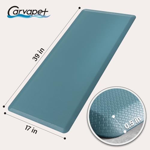 Carvapet 17x39 Anti Fatigue Mat Waterproof Ergonomic Standing Desk Rug Teal