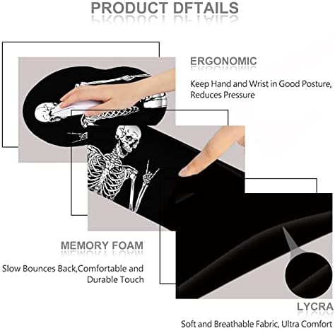 ArtSo Mouse Pad Keyboard Wrist Rest Support Ergonomic, Upgraded Cushion Mousepad Gel Memory Foam Non-Slip Rubber Base Pain Relief & Easy Typing for Home,Office, Human Skeleton Black
