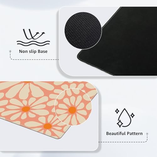 iCasso Desk Mat,Desk Matt for Desktop,Cute Desk Pad Mat, Orange Floral