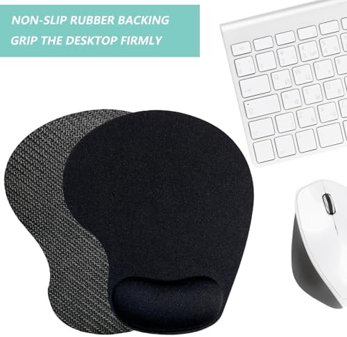 Mouse Pad with Wrist Support, Ergonomic Mouse Pads with Memory Foam Wrist Rest, Easy Typing Pain Relief, Comfortable Home Office Computer Wrist Support Pads for Working Studying Gaming, Black