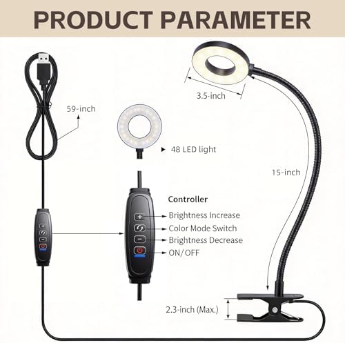 Clip on Book Light, LED Desk Lamp with Clamp, Flexible Gooseneck
