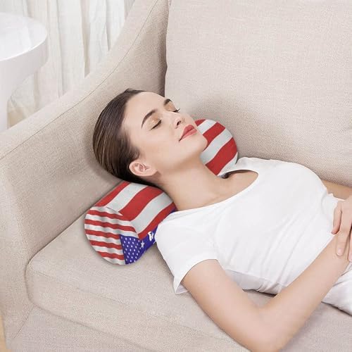 Bolster Pillow Insert Memory Foam Neck Roll Pillow for Sleeping Long Round Pillows for Bed Round Seat Cushion Neck Support Car Vintage Tea Stained American Flag
