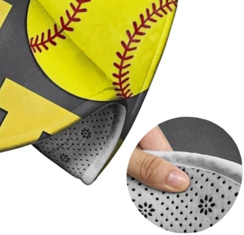 Fashion Round Area Rug Large Non Slip Carpet, Love Sports Softball Unisex Home Decor Mat