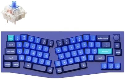 Keychron Q8 Wired Custom Mechanical Keyboard Knob Version, 65% Alice Layout QMK/VIA Programmable with Hot-swappable Gateron G Pro Blue Switch Double Gasket Compatible with Mac Windows Linux (Blue)
