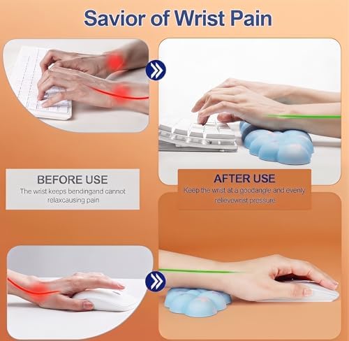 Cloud Wrist Rest Set for Keyboard & Mouse, 16.9", Blue Colorful Star