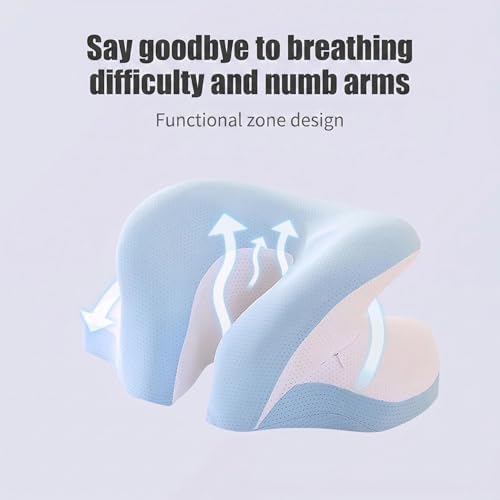 1 PC Cooling U-Shaped Nap Pillow for Desk, Ergonomic Face Down Sleep Cushion, Breathable Memory Foam Lunch Break Pillow for Office, Travel & Students (Clear Sky Blue)
