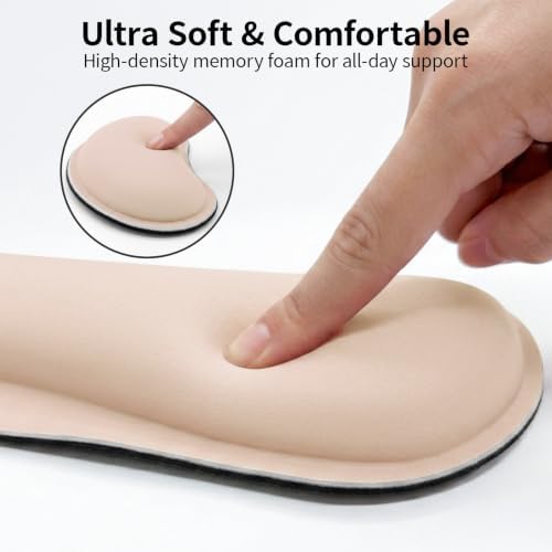 Bloss 2 Wrist Rest Support for Mouse Pad & Keyboard Set, Ergonomic Design Wrist Support Pad for Keyboard, Soft Memory Foam Desk Pads Support Hand and Arm Easy Typing Pain Relief - Beige