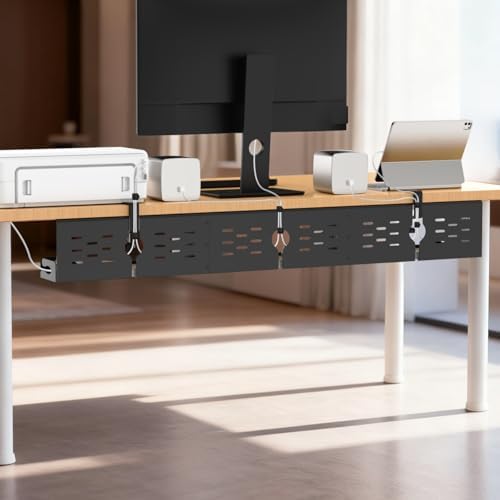Univivi Under Desk Cable Management Tray, Cable Management, 48 inch, Black