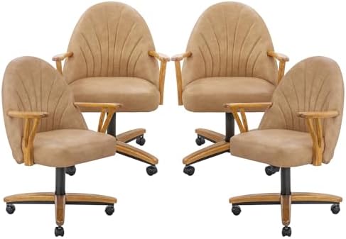 Chromcraft Bailey PU Leather Swivel-Tilt Caster Chair -Chestnut-Nude-4pc