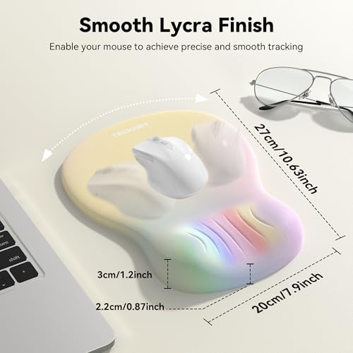 TECKNET Ergonomic Mouse Pad with Wrist Rest, Smooth Surface & Non-Slip Base