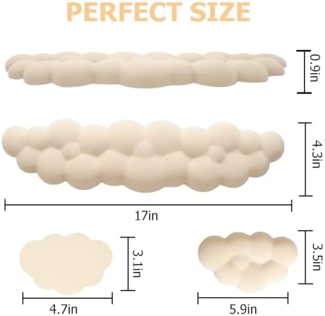 Cloud Wrist Rest Keyboard, Ergonomic Keyboard Wrist Rest Pad Set, Beige