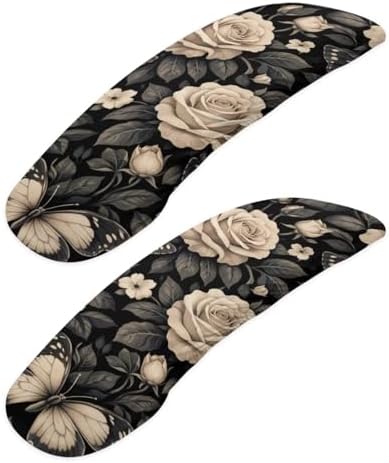 Rose Butterfly Print Office Chair Armrest Covers Set of 2 Dust-Proof Stretchable Gaming Chair Armrest Slip Covers Easy to Install