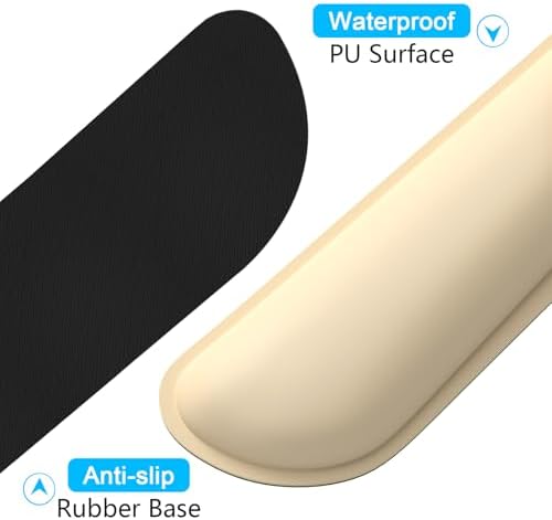 Dapesuom Keyboard Wrist Rest Set, Cute PU Leather Wrist Cushion for Computer Keyboard and Mousepad, Memory Foam Mouse Pad Rests Support with Non-Slip Base for Typing Pain Relief Laptop, Colonial White