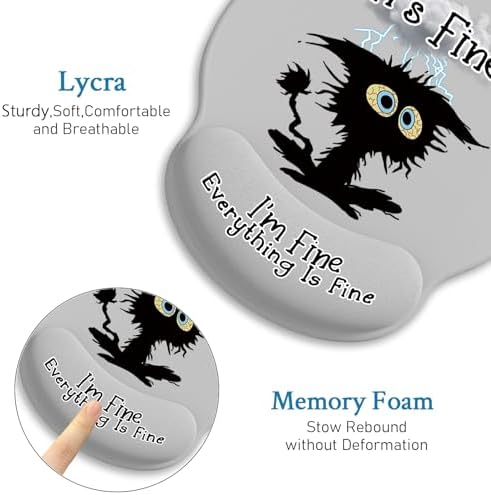 Blusabaca Cat Ergonomic Mouse Pad with Wrist Rest Mousepad Wrist Support