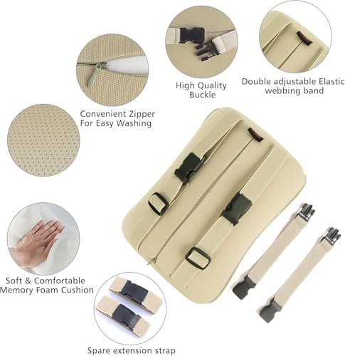 Aukee Car Headrest Pillow Memory Foam Car Neck Pillow Soft Leather Headrest for Driving Home Office Beige (1PC)