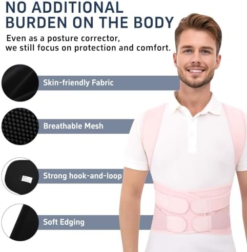 Posture Corrector for Women and Men, Back Brace Posture Corrector with Full Back Support, Adjustable Shoulder Brace and Waist Belt, Back Straightener Posture Trainer for Upper Back, Neck, Shoulder and Lower Back Pain Relief, Scoliosis, Hunchback (Pink,...
