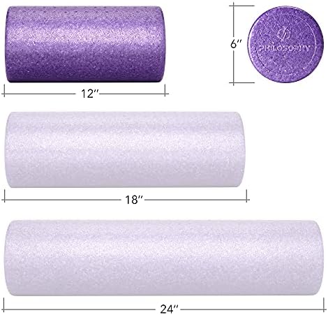 Philosophy Gym 12" High-Density Foam Roller for Exercise, Massage, Muscle Recovery - Round, Purple