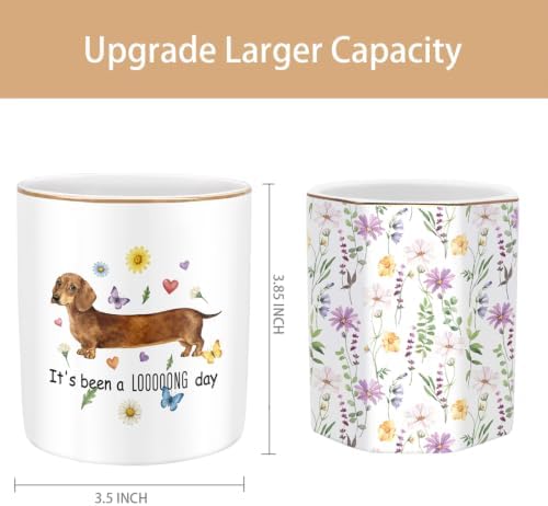 Large Capacity Ceramic Pen Holder, Dachshund