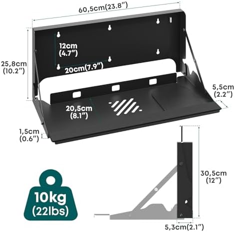Flip Down Wall Mount Keyboard Tray, 24 Inch Keyboard Holder