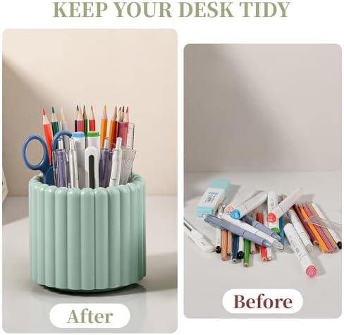Anyoifax Rotating Pen Holder for Desk Removable Pencil Cup, Small Green