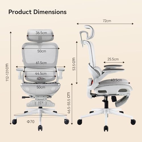SIHOO B100 PRO Ergonomic Office Chair with Footrest, 4D Flip-Up Armrests