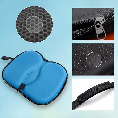 Foldable Seat Cushion for Travel, Honeycomb Gel Seat Cushion with Zipper & Handle, Portable Honeycomb Gel Cushion for Fatigue Relief, Ventilative Butt Pillow 15.8 x 13.3 x 1.4 Inches (1 in Blue)