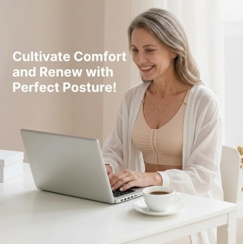 Fit Geno Posture Bra for Seniors, Wireless Front Closure Back Support Bra