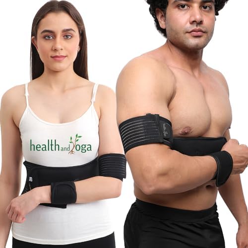 HealthAndYoga™ GuardNHeal Arm Sling Shoulder Immobilizer for Women and Men – Rotator Cuff Support Brace and Shoulder Sling - Left or Right - Adjustable for Customized Fit - Skin Friendly (Black, Regular 26"-34")
