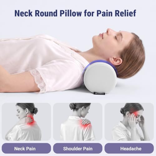 Travel Neck Roll Pillow, Memory Foam Round Pillow for Neck Support On the Go, Cylinder Bolster Pillow with Black Storage Bag, Cooling & Removable Cover, 11x4.5 Inches (Grey)