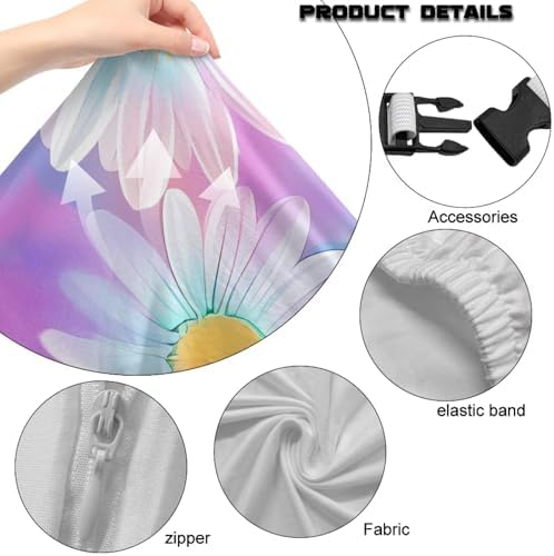 Daisy Tie Dye Print Gaming Chair Cover Washable 4 Piece Furniture Protector Breathable Stretchable Gaming Chair Slipcover with Armrest Covers