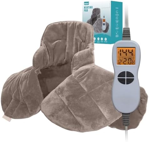 Ruqiji 19" x 24" Weighted Neck&Shoulder Heating Pad, 2.5lbs with 12 Temperature Settings&Countdown Timer,Pain Relief for Neck/Shoulders/Menstrual Pain(Light Tan)