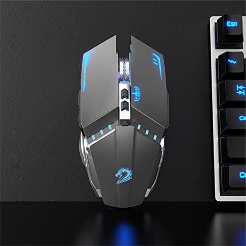 TENMOS T12 Wireless Gaming Mouse, Silent Rechargeable Computer Mice-Grey