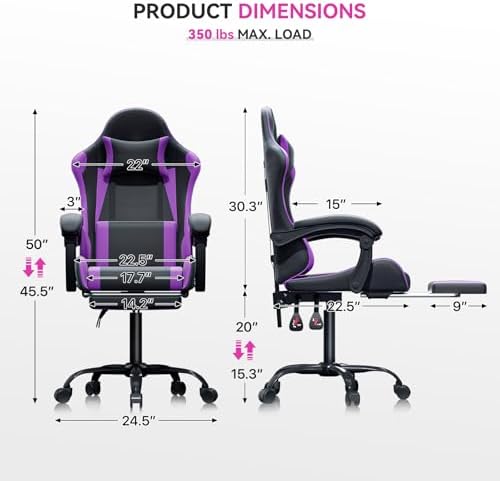 Gaming Chair, Racing Style Computer Gamer Chair, Purple