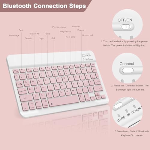 NOOX Bluetooth Keyboard for iPad A16 11th 10th Generation, iPad Pro 13/12/11/10/9/8/7 inch, iPad Air 13/11th Gen, iPad mini Tablets, etc. - Slim Wireless Portable Travel Office Computer Accessories