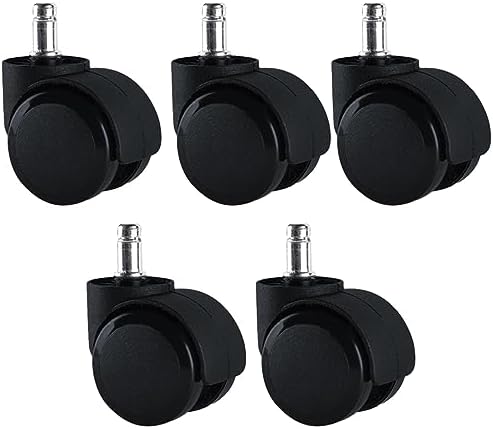 5‑Pack Office Chair Casters,11×22mm Grip‑Ring Stem Double‑Wheel Replacement Wheels for Office Computer Chair