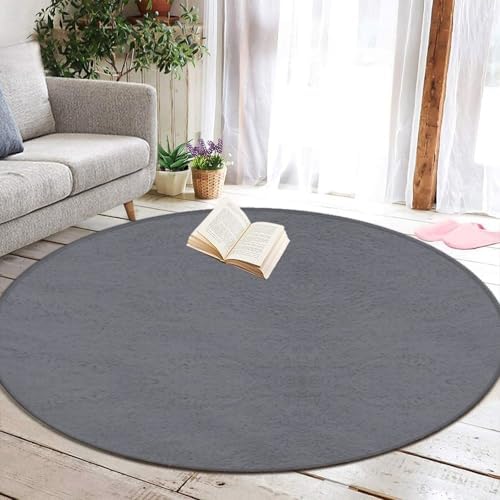 Room Sofa Yoga Soft Round Carpet, Home Decor Non Slip Kitchen Office Circle Rug, Machine Washable Modern Round Area Rug Gery, 24inch