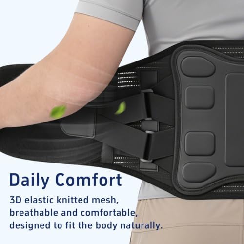 Back Brace for Men and Women Lower Back Support Belt Lumbar Black S