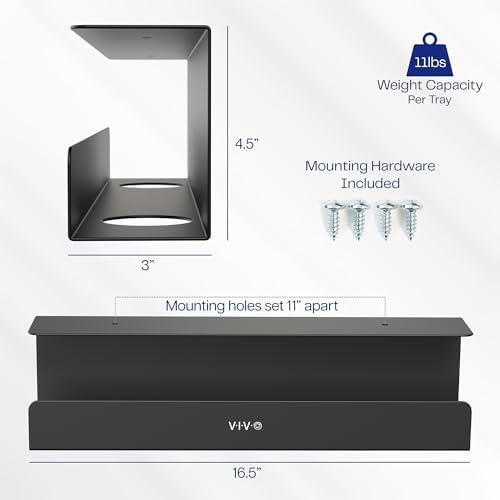 VIVO 2 Pack Black 17 in Under Desk Cable Management Tray, DESK-AC06-2C