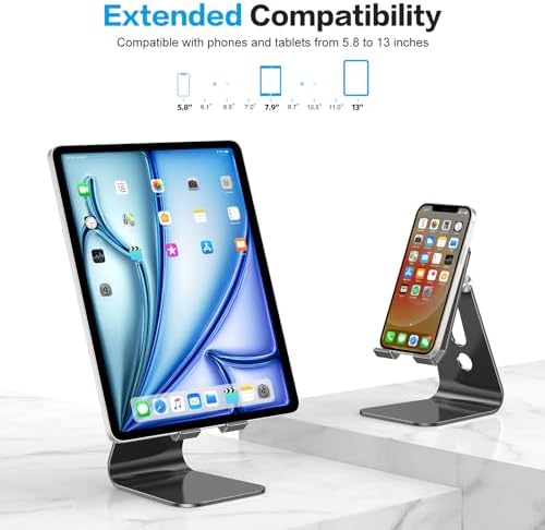 OMOTON T2 Tablet Stand for Desk, Aluminum Holder for iPad Pro/Air, Black