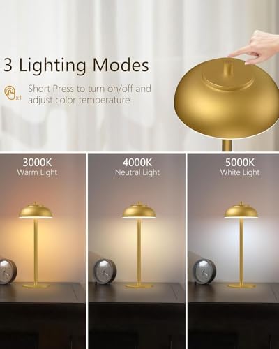 Cordless Table Lamps, Rechargeable LED Touch Lamp, Gold, 4 Pack