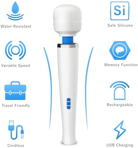 Therapeutic Cordless Massager - Powerful Massage Tool Handheld 8 Speeds 20 Patterns - Rechargeable Hand Massagers for Sore Muscles - Hand Held Massage Tool for Neck & Back