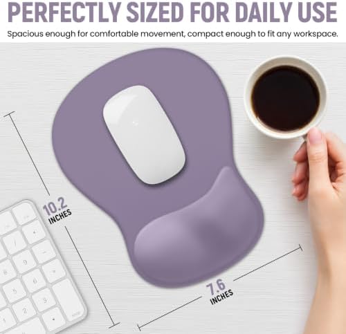 Ergonomic Mouse Pad with Wrist Rest, Gel Wrist Support, Lavender