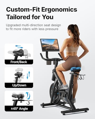 MERACH Exercise Bike, Magnetic Friction Stationary Bike for Home with APP